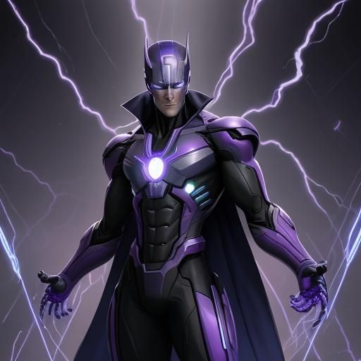 Vision Synthezoid Surrounded by Electricity, Cel-Shaded Art