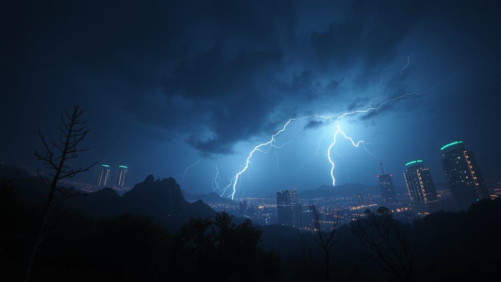 Box, Fox, Pox, tilt-shift Unreal Engine 5 fisheye lens dendritic crepuscule thunderstorm twilight dark academia biopunk ...