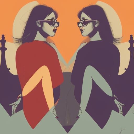 Lesbian Vampire Lovers in Geometric Bauhaus Style
