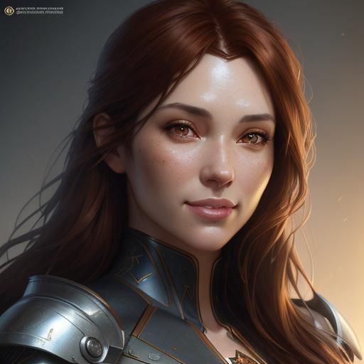 Smiling Auburn-Haired Woman: Hyperdetailed Digital Portrait