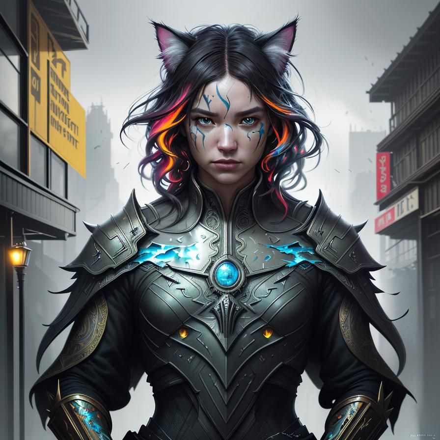 Hyperrealistic Cat Portrait in Graffiti Art Style