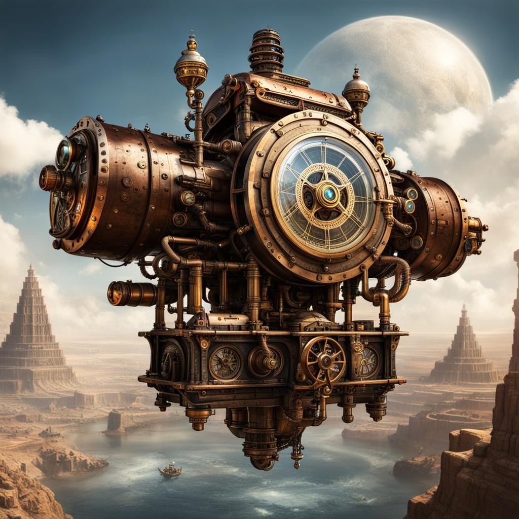 Ophanim Floats Above Temple of Solomon: Steampunk Engine