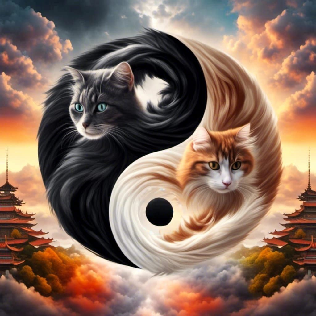 Yin Yang Cats at Daoist Monastery