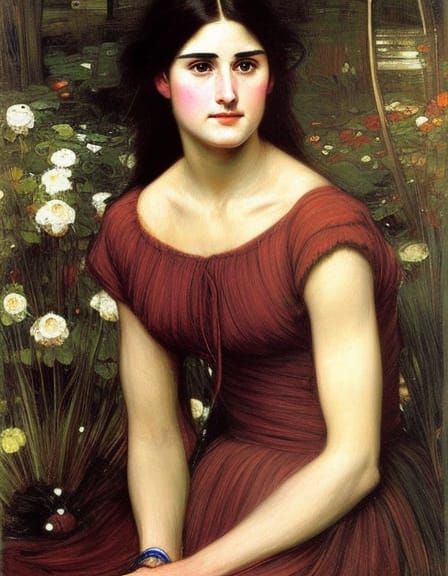 Demi Moore Portrait in Pre-Raphaelite Style