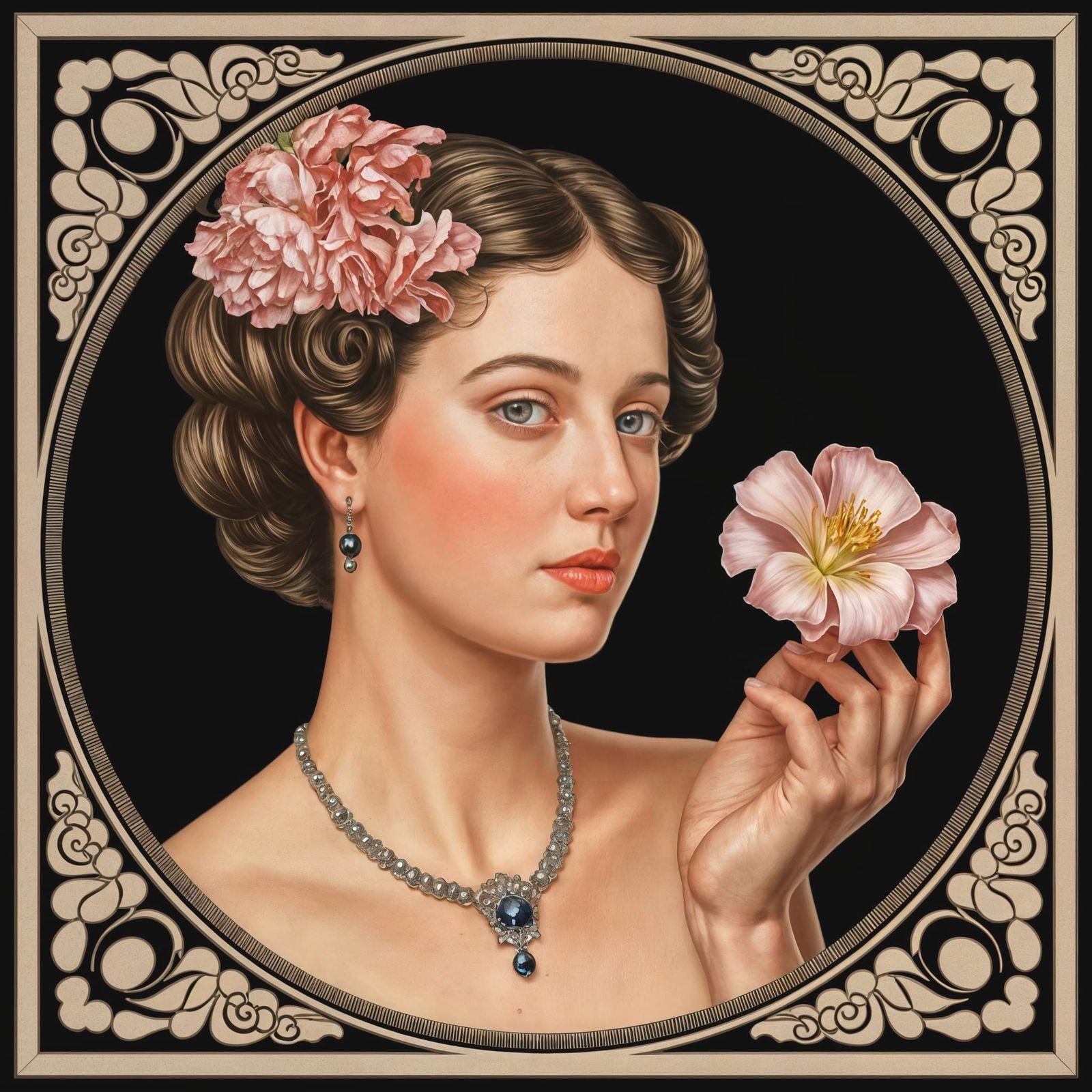 Elegant Lady in Art Nouveau Bloom