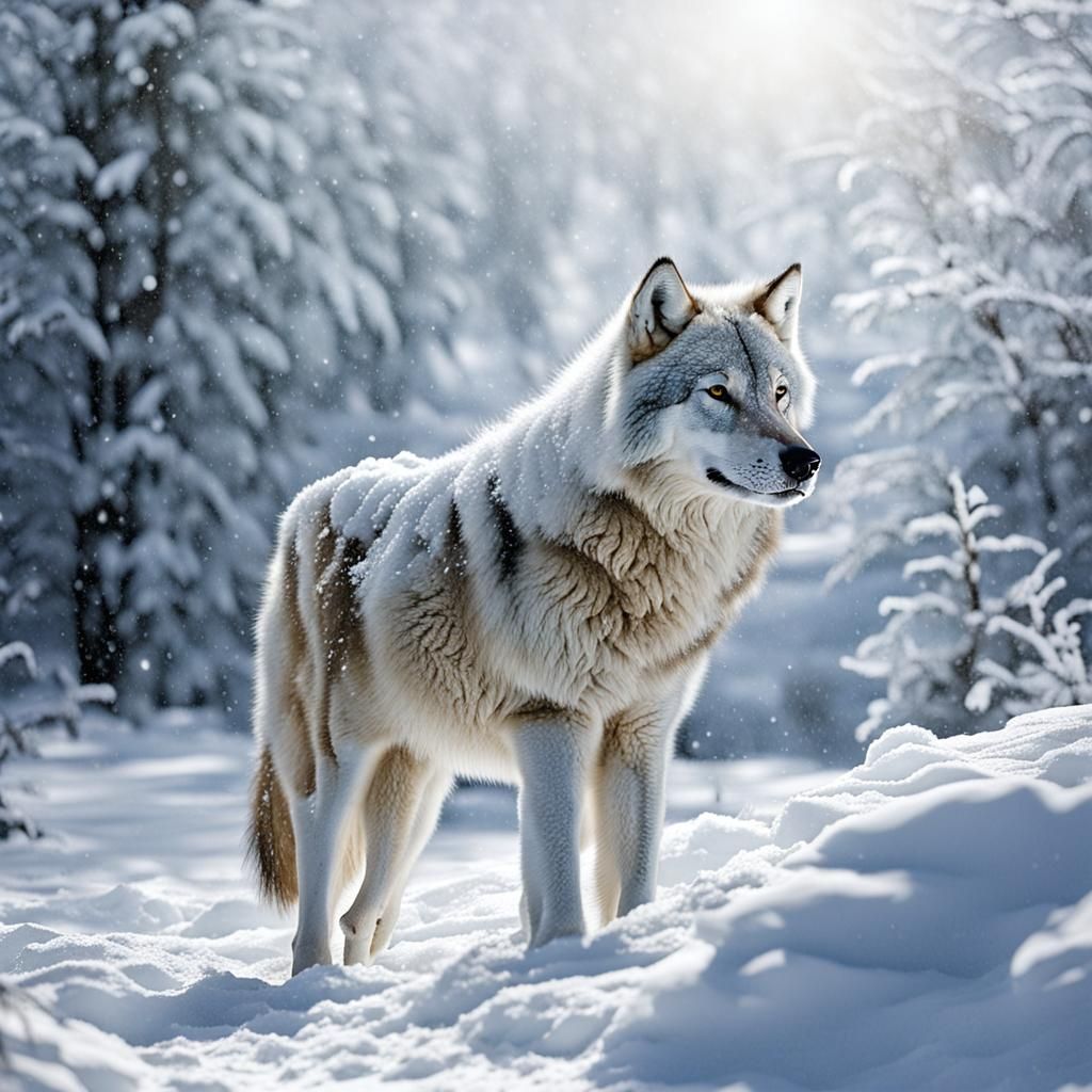 Snow Wolf in Winter Wonderland