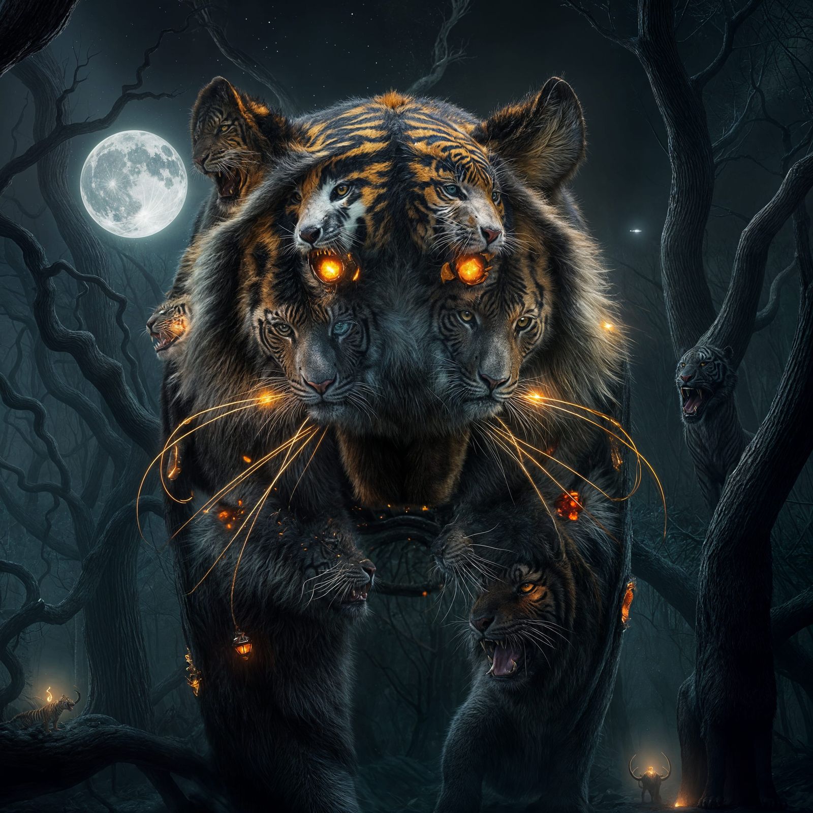 Gothic Saber Tooth Tiger in Enchanted Forest