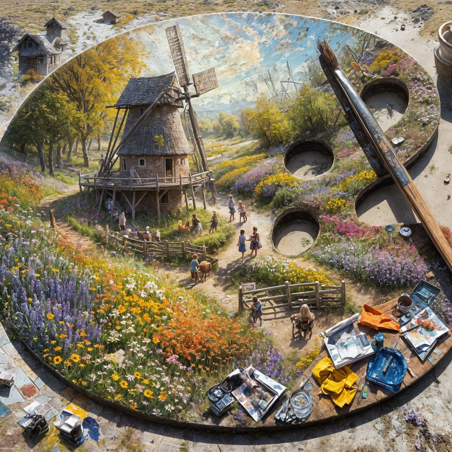 Impressionist Landscape on Painter's Palette