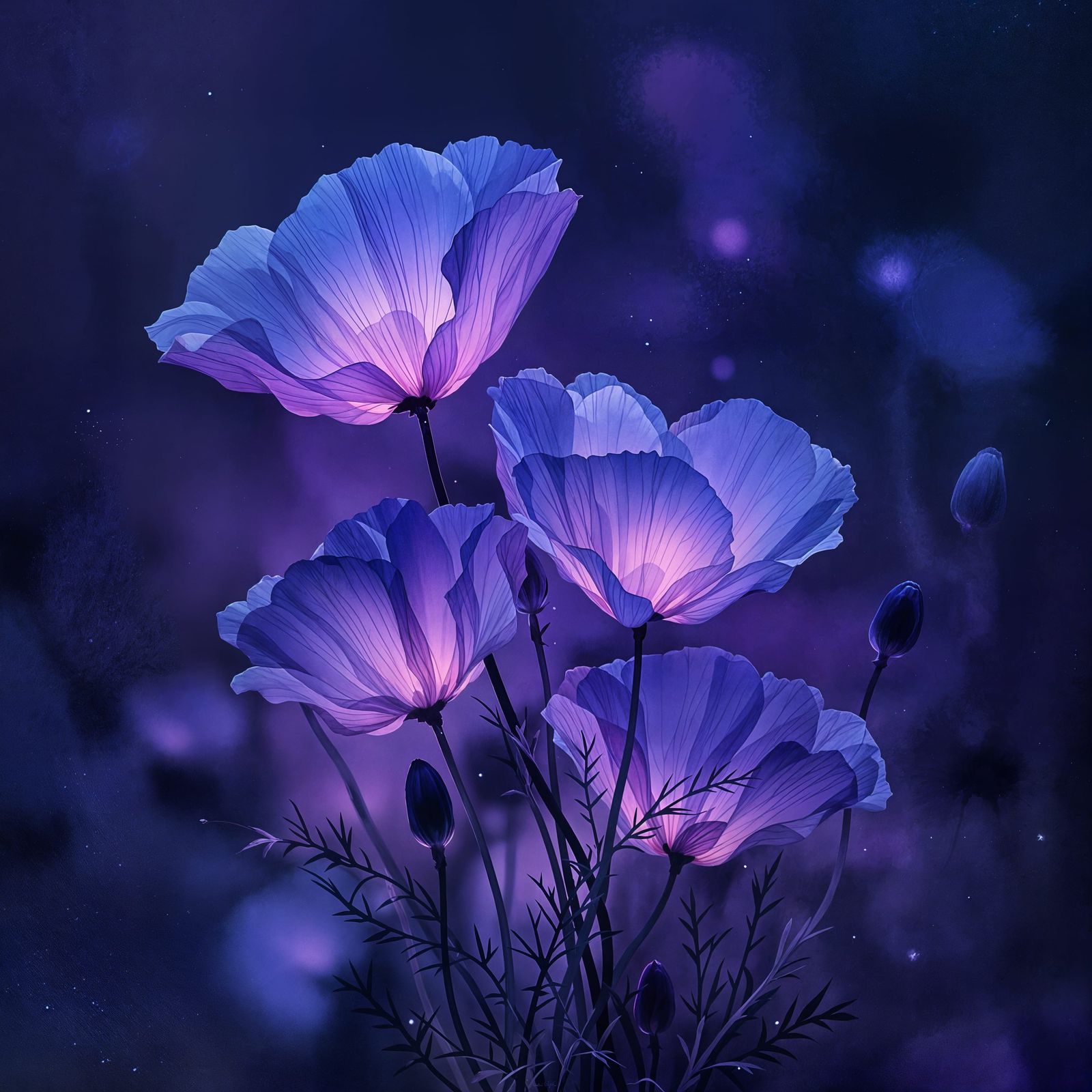 Surreal Evening Bloom in Soft Purple Light
