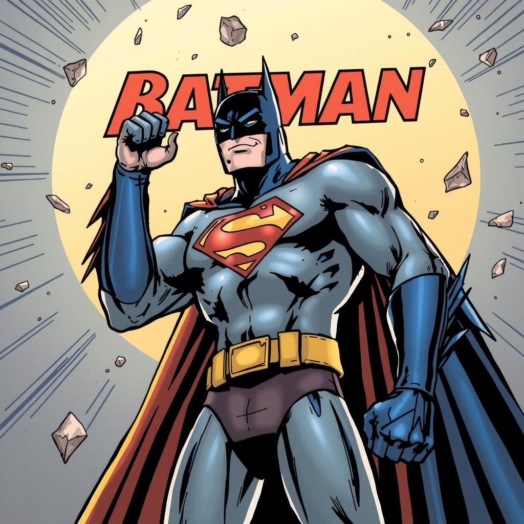 Batman Comic Book Panel in Superflat Style