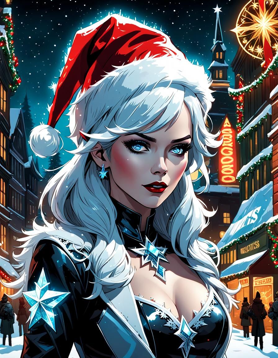 Killer Frost Celebrates Christmas in Comic Art Style