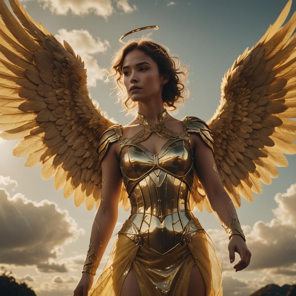 Hourglass Angel in Golden Hour Cinematic Glow