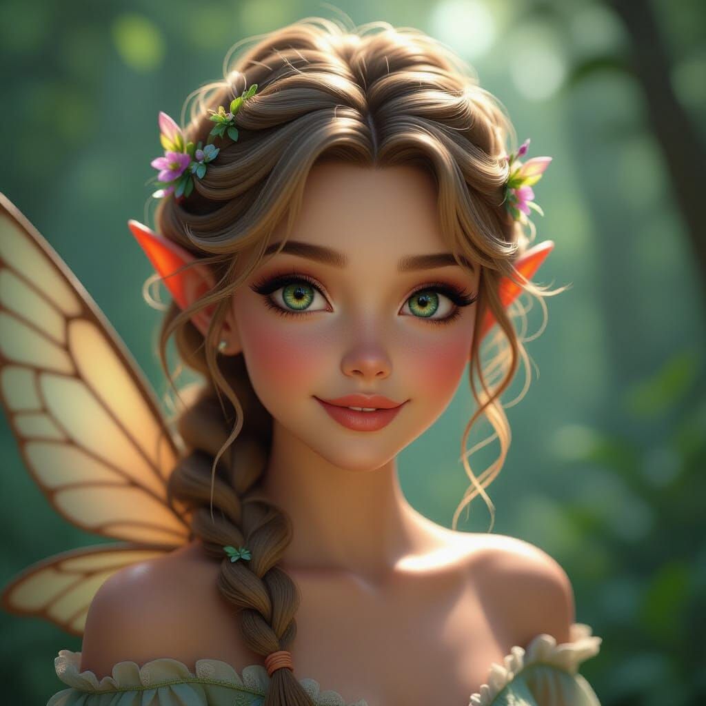 Mystical Fairy Portrait in a Forest
