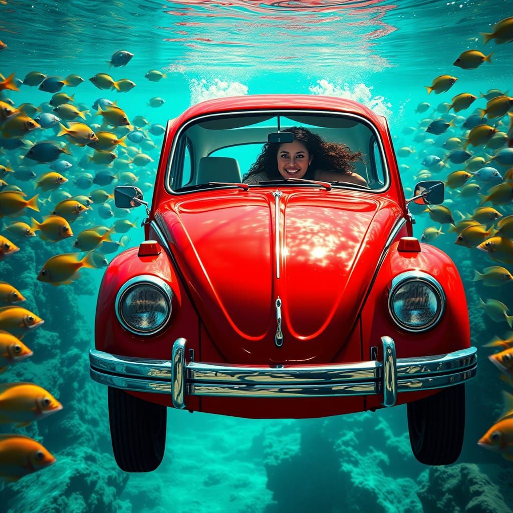 Vibrant Underwater Beetle in Tropical Paradise