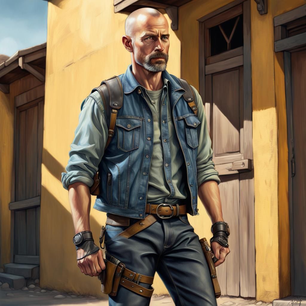 Hyperrealistic Man in Tactical Gear with Dramatic Lighting