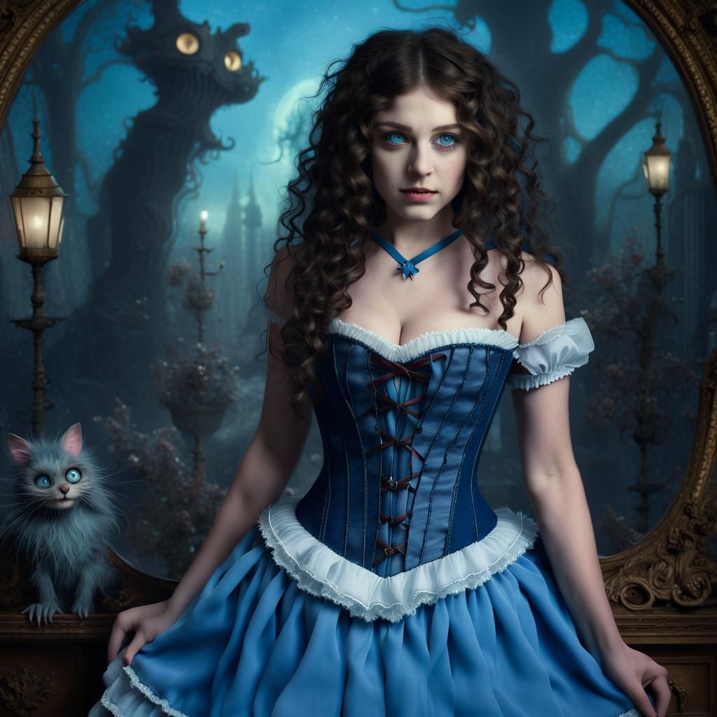 Alice in Wonderland with Haunted Look, Digital Art