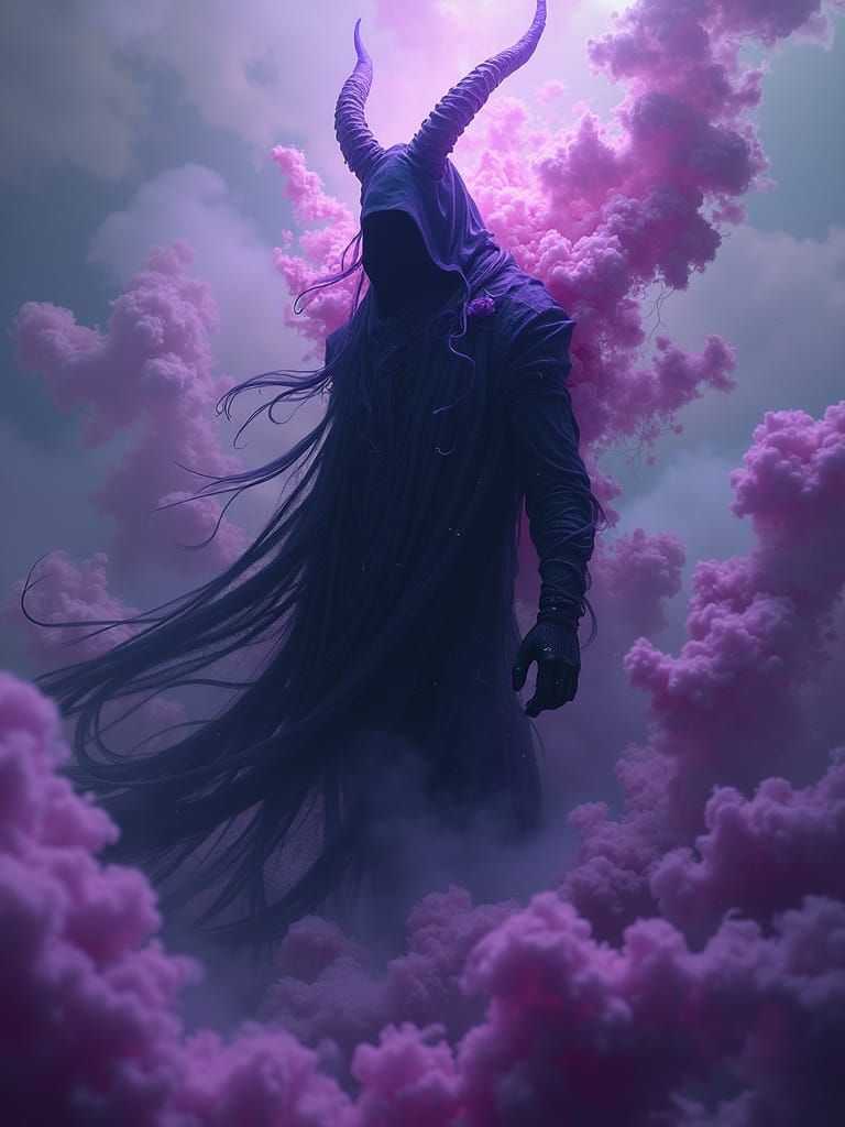 Mystical Figure in Cyberpunk Whirlwind