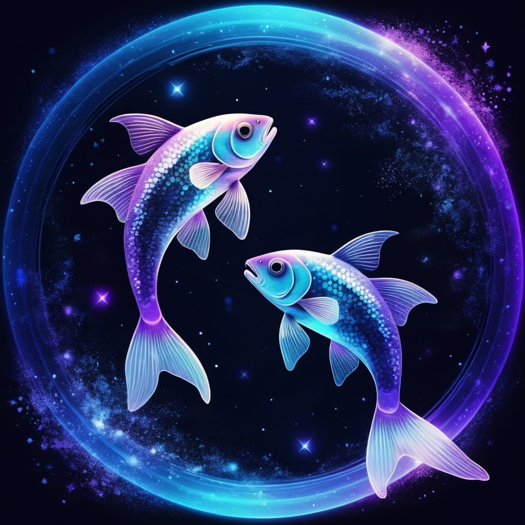 Cosmic Starfish in Vibrant Digital Art