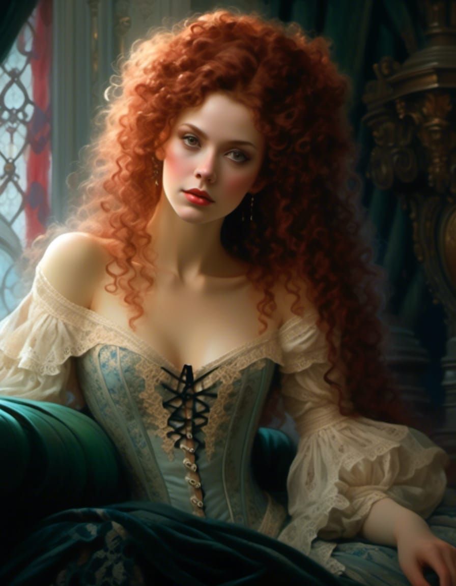 Rococo Lady in Velvet and Lace Portrait