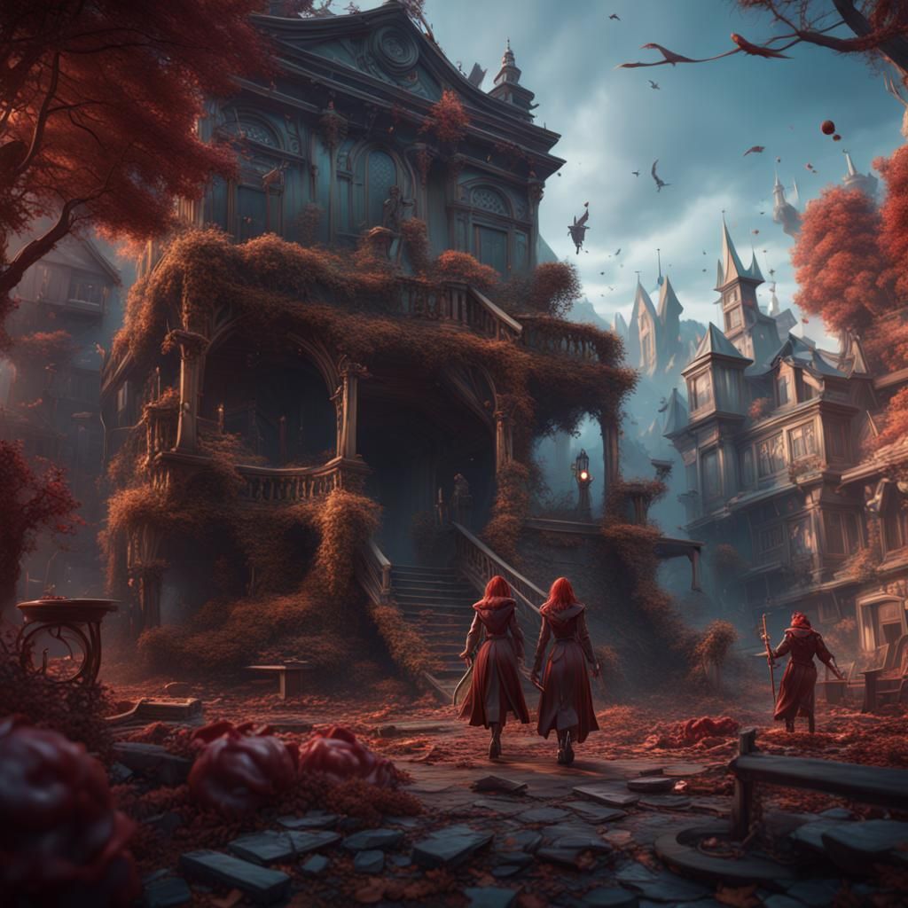 Fantastical Bestie Murder Scene: Detailed Matte Painting