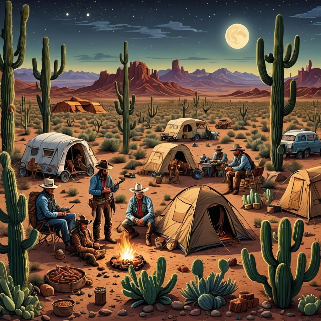 Cowboys in desert