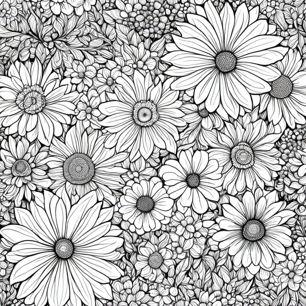 Floral Garden Coloring Book Page