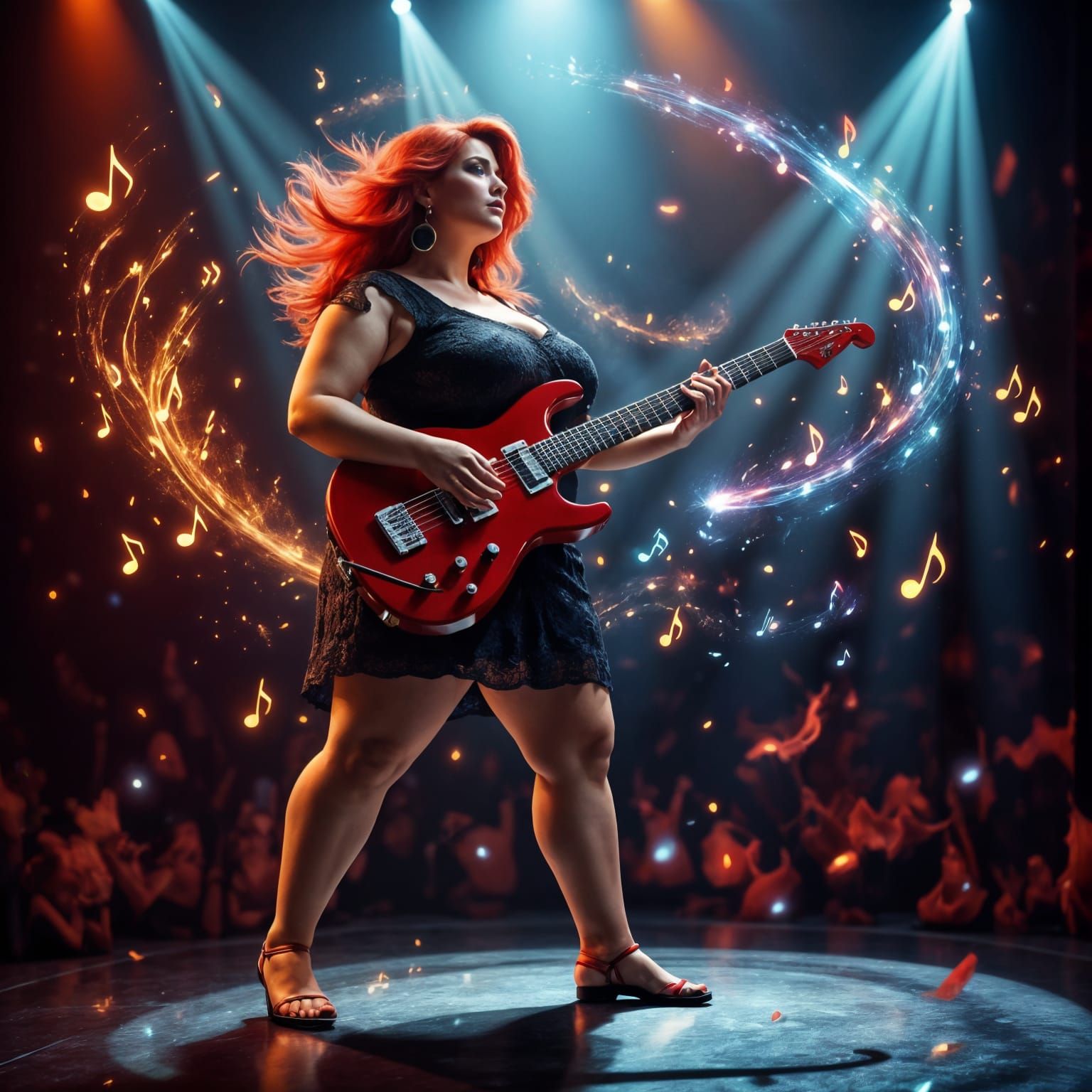 Spectacular Rockstar Performance in Lava-Lit Style