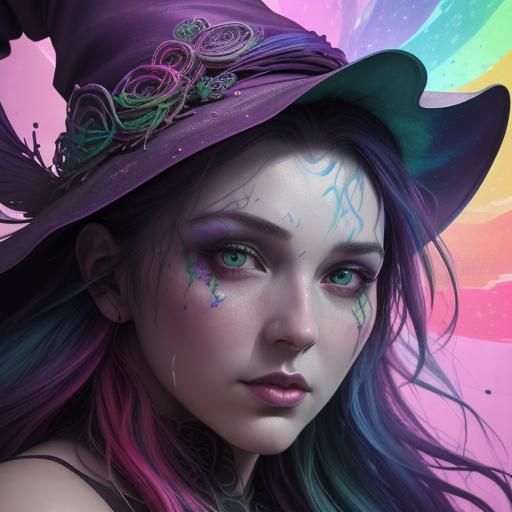 Hyperrealistic Rainbow Witch Concept Art