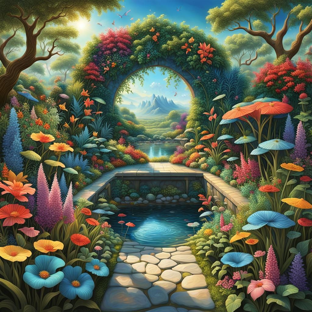 vibrant and ethereal garden paradise.