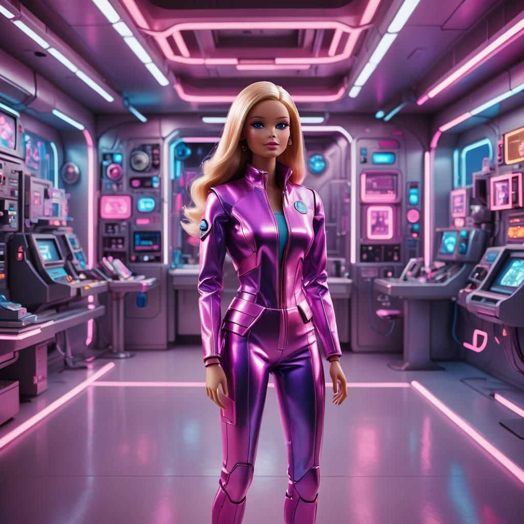 Barbie in a Futuristic Lab, 3D Digital Art