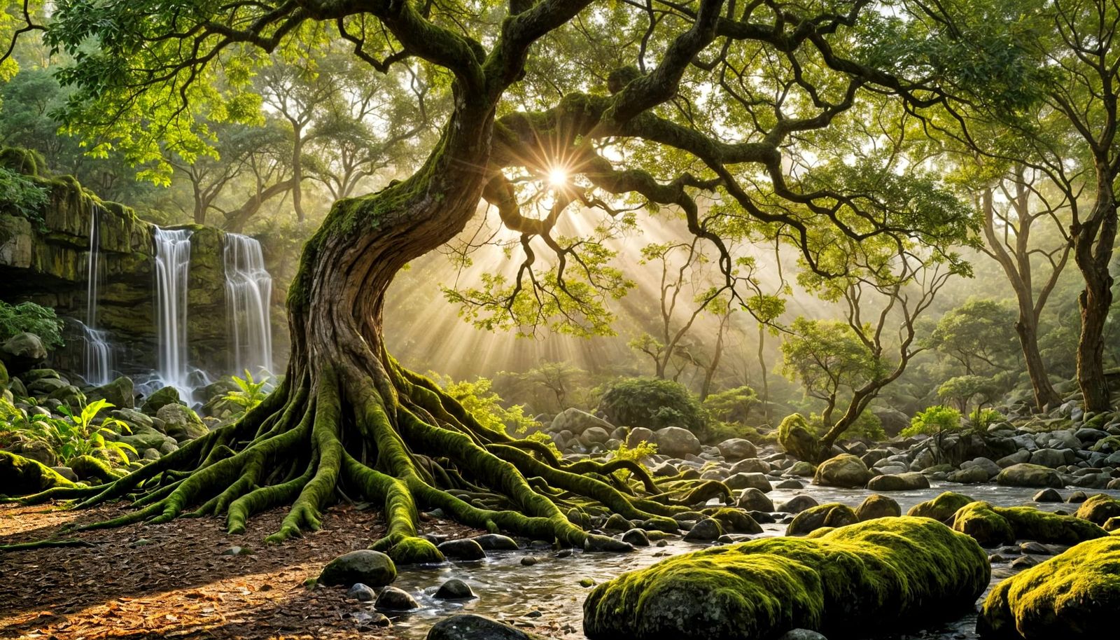 Mystical Ancient Ritual Setting with Feng Shui Elements