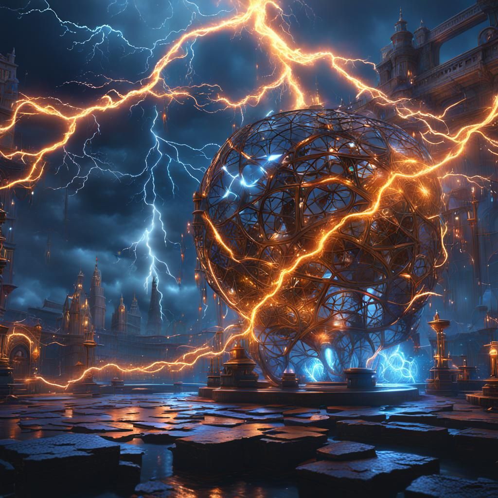 Abstract Luminescent Lamps in Detailed Matte Painting