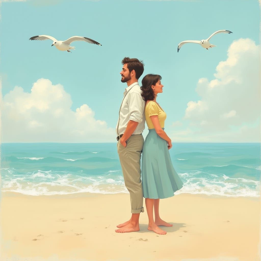 Sandy Beach Serenade in Soft Pastel Hues