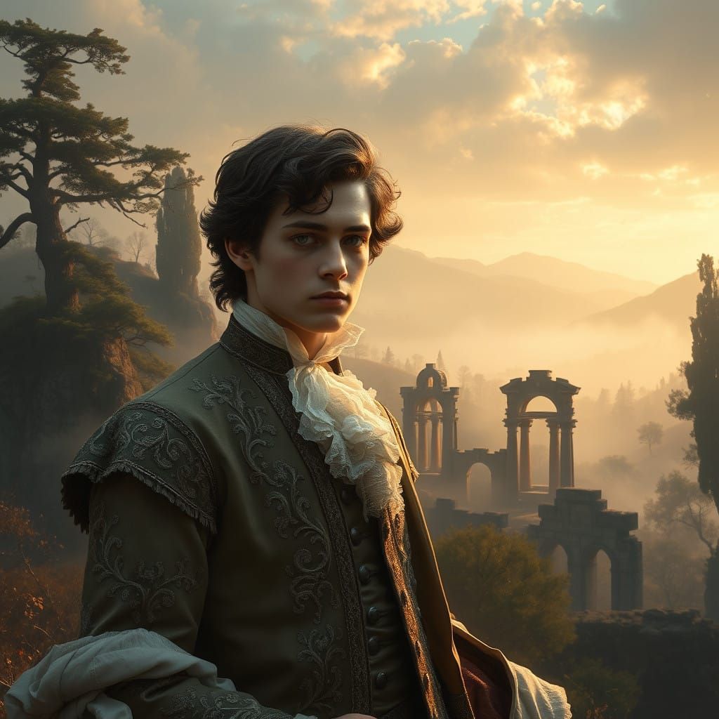 Romantic Poet in Dreamlike Landscape