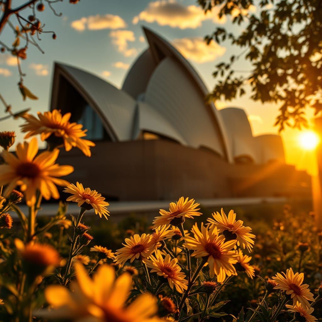 Opera House and Flannel Flowers in Alcohol Ink