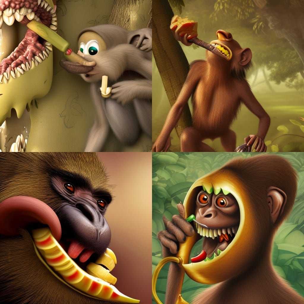 Monkey Banana Peanut Butter: Detailed Matte Painting