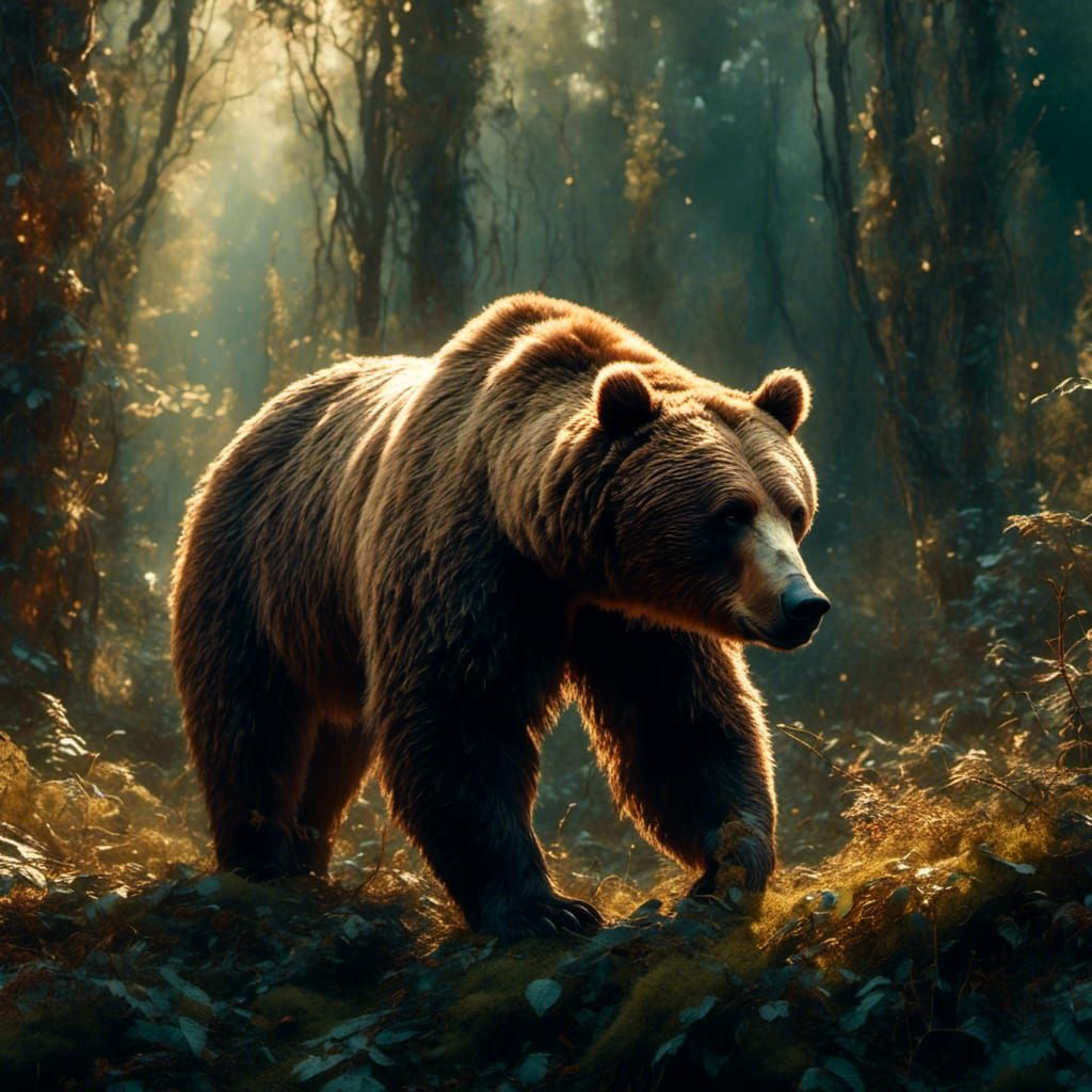 Bear in Forest Concept Art: Dynamic Lighting