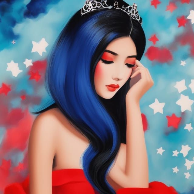 Dreaming Princess in Gouache Style
