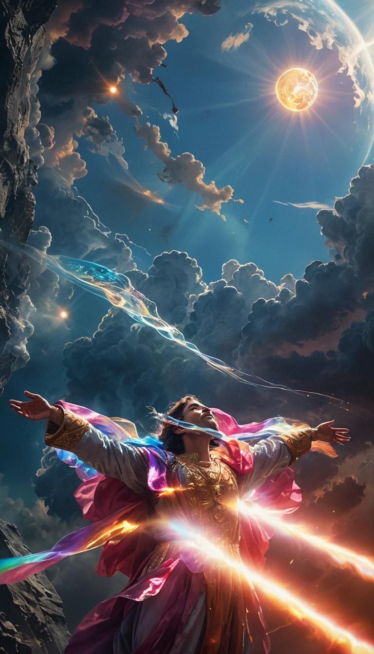 Hyperrealistic Divine Being in Heavenly Light