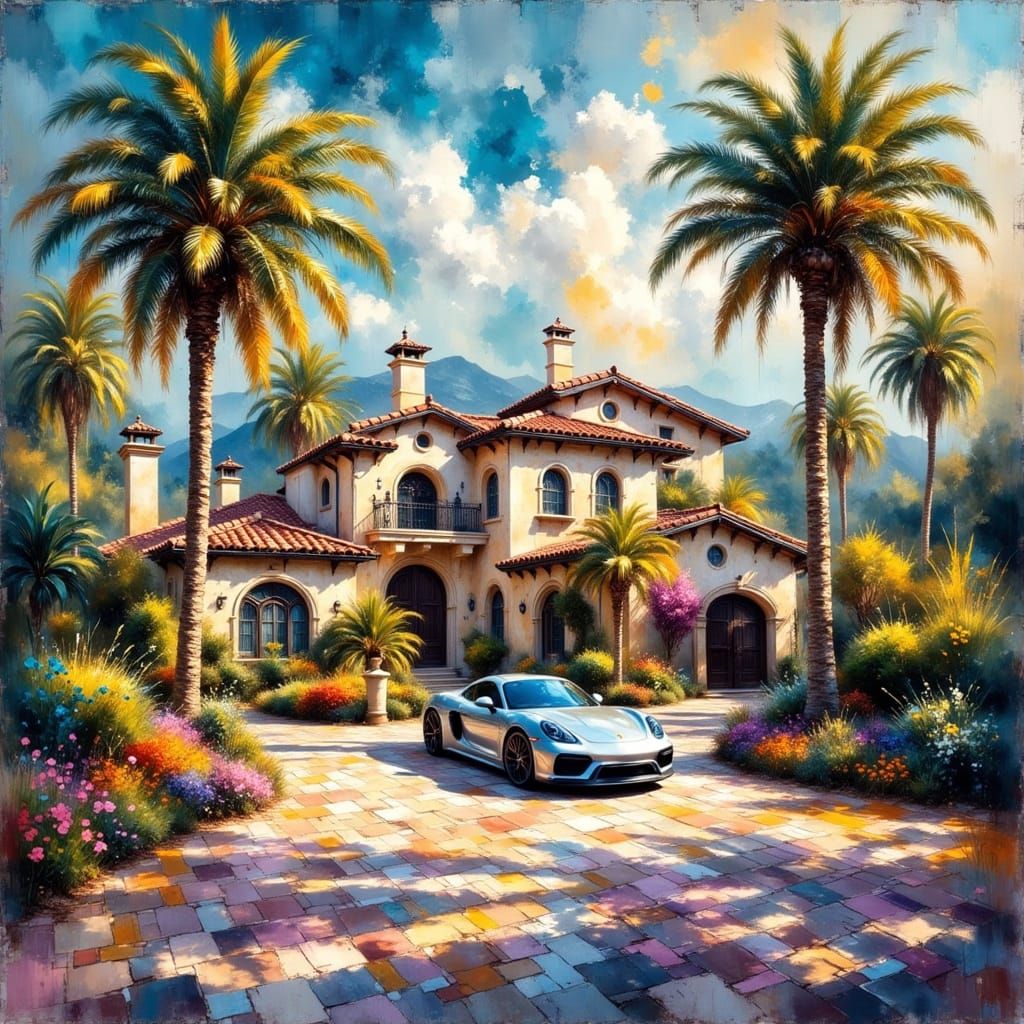 Wealthy Hollywood Villa as Impasto Painting