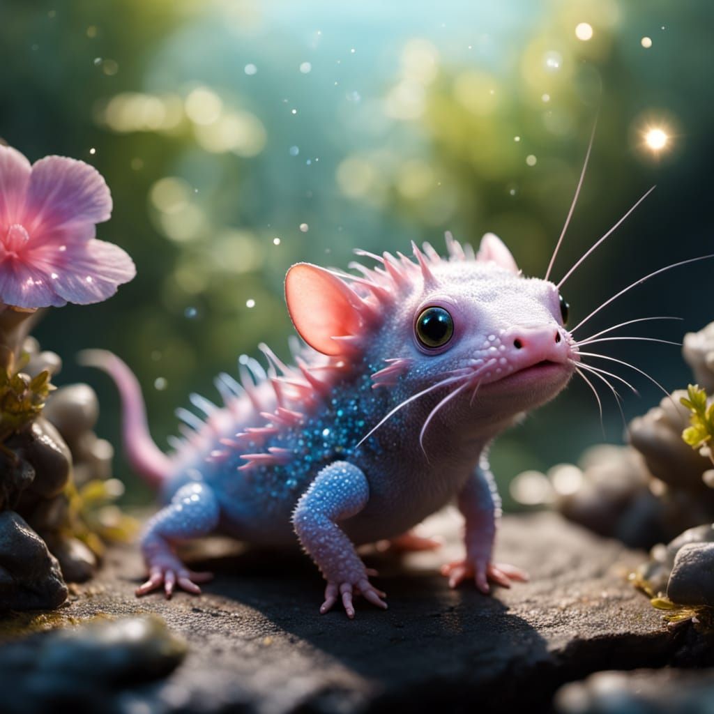 Ultra-Realistic Axolotl Macro Photography in Vibrant Colors