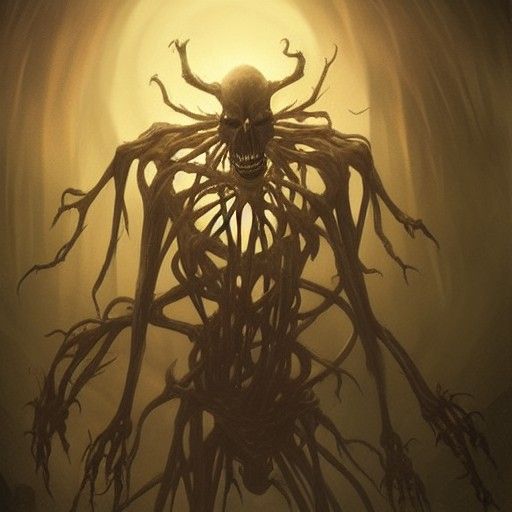 Menacing Gashadokuro Skeleton in Dark Fantasy Style