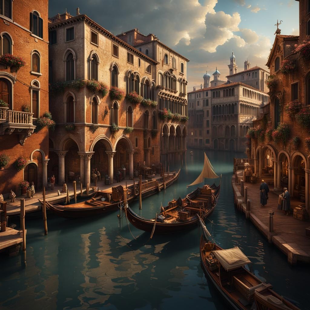 Venice Painted by Leonardo da Vinci: Detailed Matte Painting