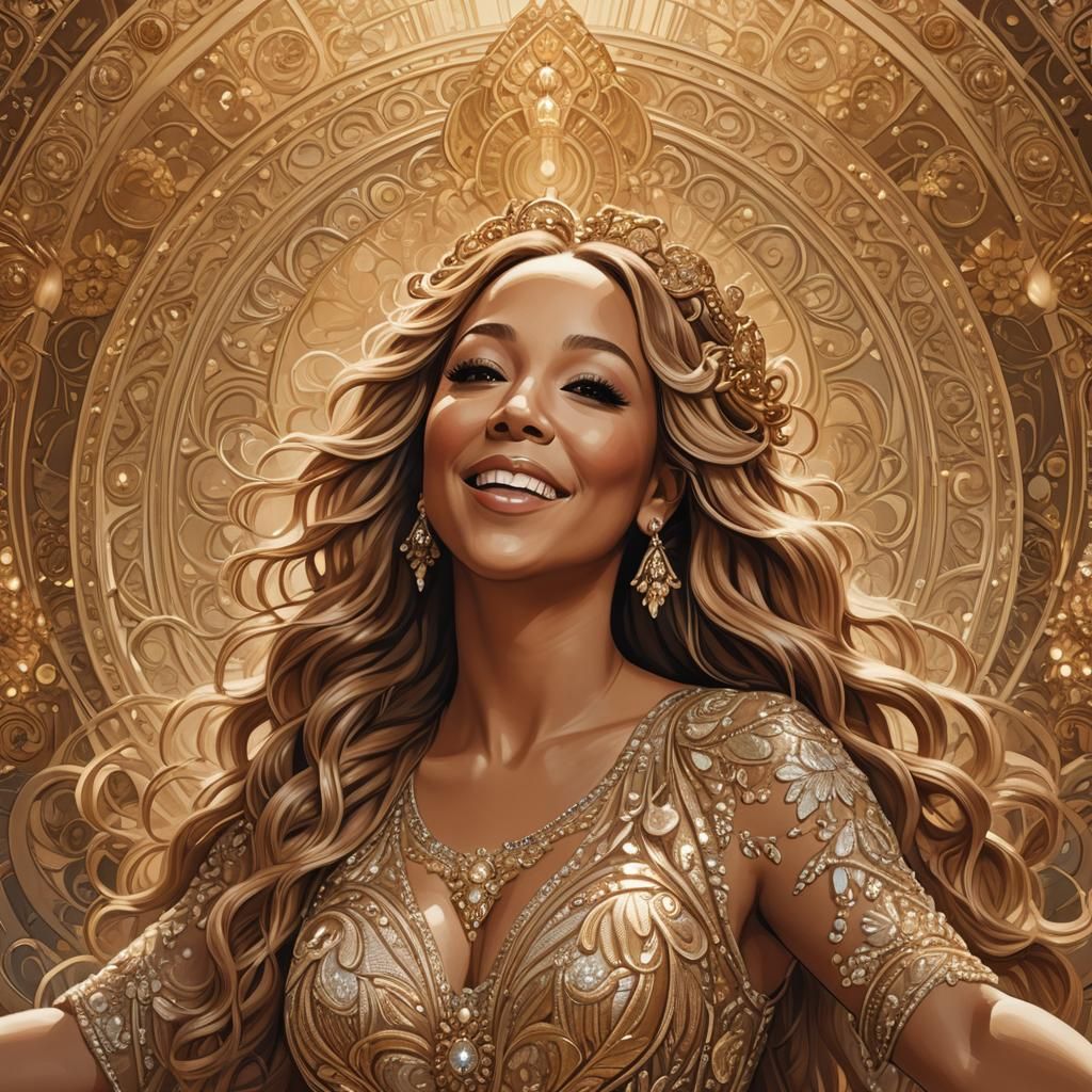 Mariah Carey Portrait in Alphonse Mucha Style