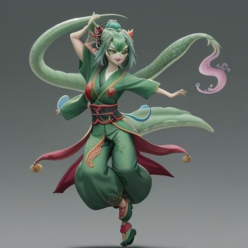 Dancing Jade Dragon Yokai Illustration