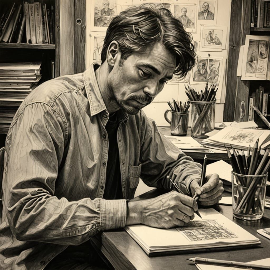 A Masterful Graphite Portrait of a Writer