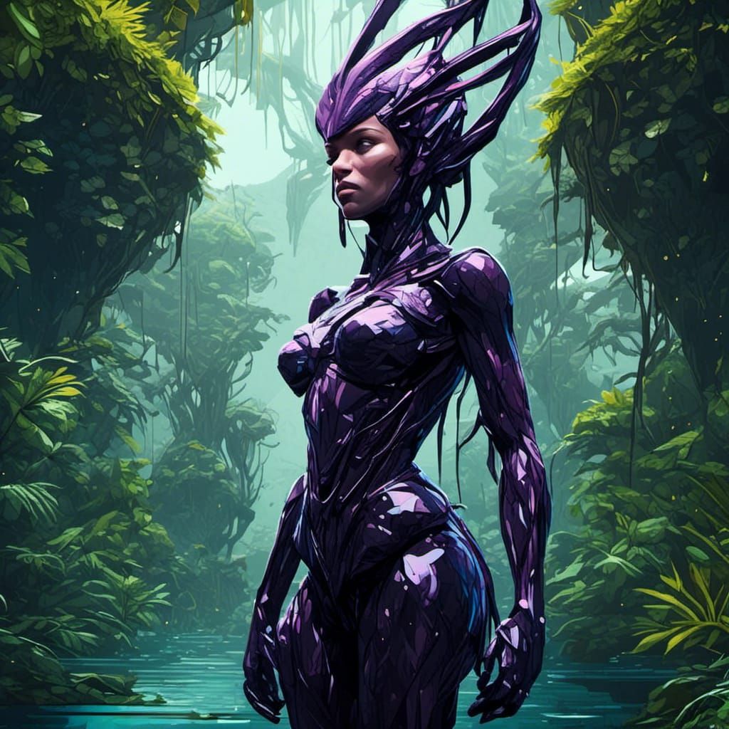 <lora:My2:1.0> The Fusion Woman in The Rainforest.