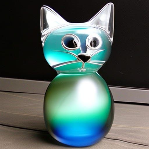 Ethereal Blown Glass Cat Sculpture