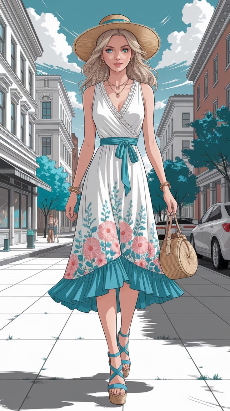 Bohemian Summer Angel Fashion Sketch