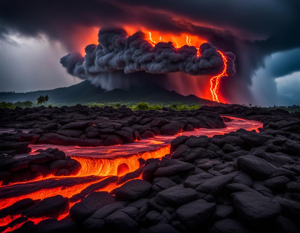 Hurricane and Lava Fusion: Nature's Fury in Thailand